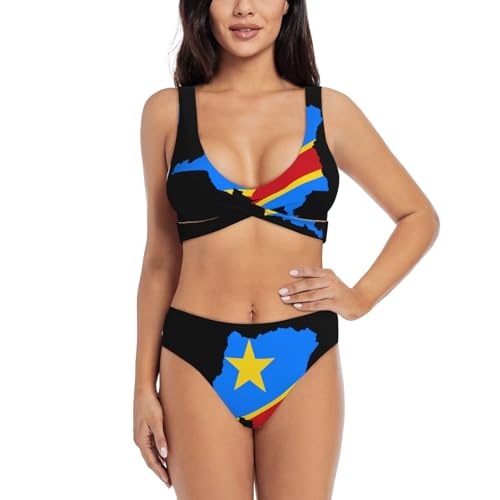 HTRWEDG Flag Map of Congo Bikini Sets Women Two Piece Bikini Swimsuit
