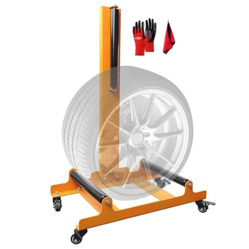 DESEQPT Rolling Wheel Detailing Stand Heavy-Duty Tire Cleaning and Polishing Roller with 3-Way Rotating Rollers for Ceramic Coating Tire Shine Car Wheel Wash Garage Accessory for Auto Detailers