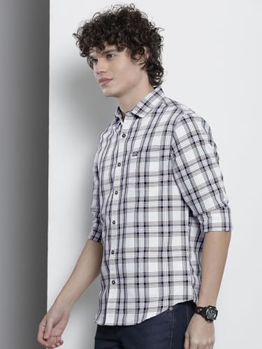 Image of The Indian Garage Co Men Regular Fit Checkered Full Sleeves Cutaway Collar Casual Shirt