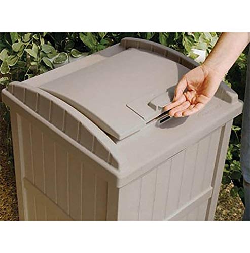 Suncast 2 Pack 15.75" x 16" x 31.6" Trash Hideaway 33 Gallon Resin Outdoor Commercial Garbage Container with Lid for Backyard, Deck, or Patio in Taupe - image 9