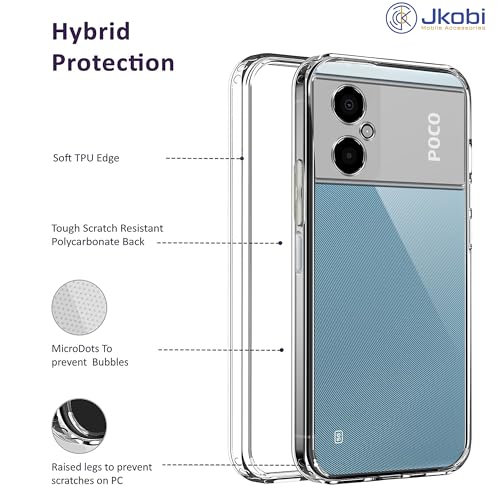 Image of Jkobi Back Cover for Poco M4 5G (Silicone Clear Shockproof Case with Camera Protection | Soft and Flexible | Transparent)