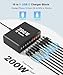 USB C Charging Station 10 Port with 4 USB Cables, 200W GaN Type C Charger Block, Wall Charger Power Strip Adapter Plug for iPad iPhone17 16 15 14 13 12 Pro Max Pixel Note Galaxy