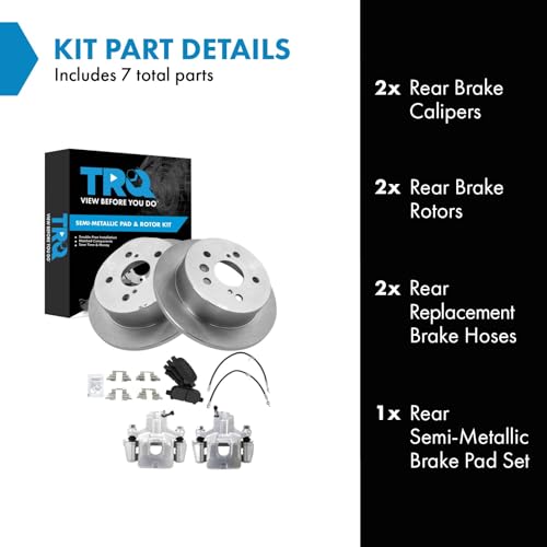 Image of TRQ Rear Brake Pad & Rotor Kit Semi-Metallic Compatible with 2005 Toyota Avalon
