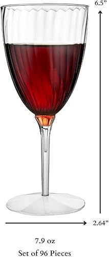 Miniatura 5 de Copas de vino prémium de 8 onzas, plástico duro transparente, 1 pieza, paquete económico, 96 unidades
