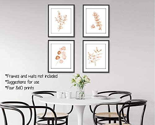 Botanical Prints Wall Art - Watercolor Eucalyptus Leaf Prints (Set Of 4) - 8X10 - Unframed #TOP7