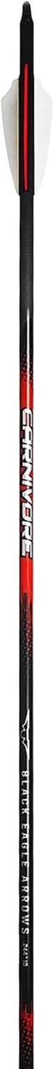 Black Eagle Carnivore Arrows, 19/64" Factory Fletched, 2.5" Shield Cut, 6 Pack, .003" Straightness, 300 Spine, Ideal for Hunting & Target Shooting (33799)