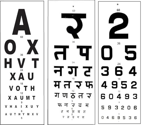 Image of HYZIK Snellen Eye Vision Chart | Eye Testing Chart.| vision chart | Snellen chart (Englush,Hindi,number charts)