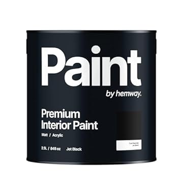 Hemway - Premium Interior Paint - Jet Black 2.5 L | Indoor Matt Finish, Acrylic & Water-Based Emulsion | Quick Dry & High Coverage for the Kitchen, Bathroom & Bedroom