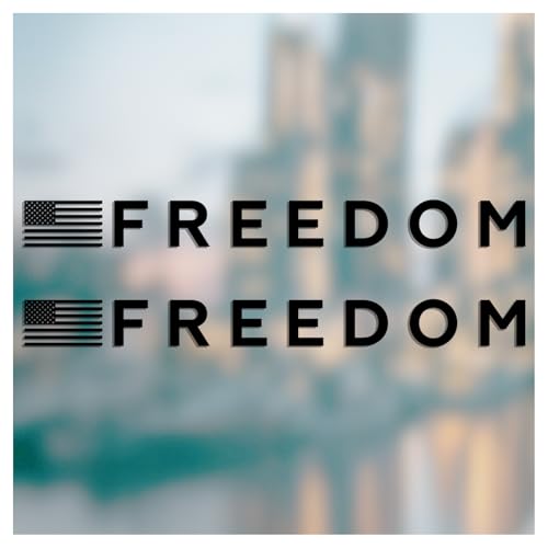 (2 PCs) Freedom American Flag Sticker Decal Black Vinyl Patriotic USA Flag for Car Truck Laptop Window Suitable for Indoor & Outdoor Use 7 Inches (Black)