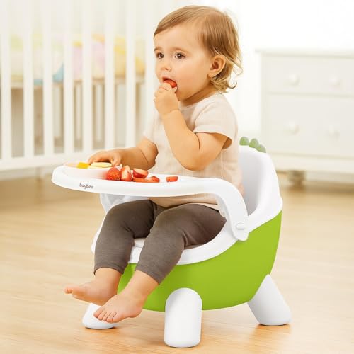 Image of Baybee Booster Chair for Baby with Removable Dining Tray & Cushion | Stable & Sturdy Booster Chair for Feeding, Dining & Playtime | Portable Toddler Booster Seat for Home & Travel (Green)