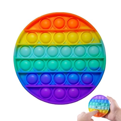Pop It Spielzeug - Großes Regenbogen Anti-Stress-Spielzeug, Fidget Toys Für Autistische, Zappelige Menschen, Tolles Geschenk (Rund)