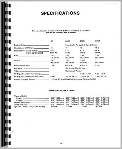 Engine and Tune-Up Specifications for Case 446 Tractor