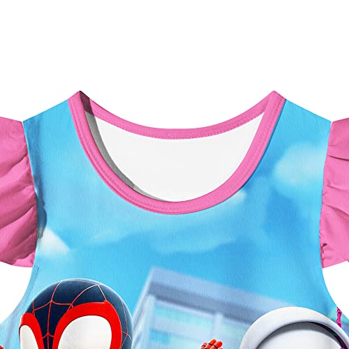 Girls Cartoon Summer Dress Toddler Super Hero Outfit Kids Amazing Clothes for 2-7 Years2