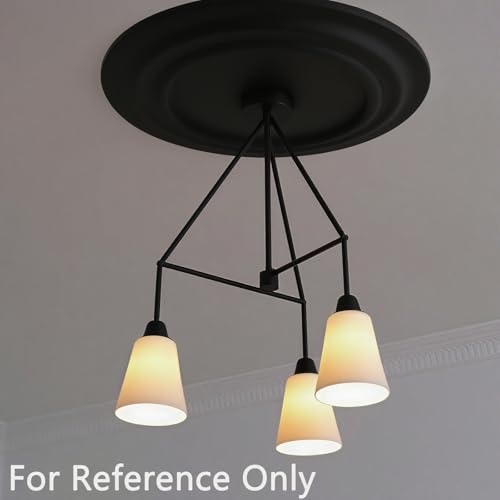 Image of PU Ceiling Medallions 2Pcs, 9.84 Inches x 3.8 Inches, Matte Black | Split Type, Fits 3.8 Inches Canopy, European Vintage Carving Style, Synthetic Foam Construction for Easy Installation