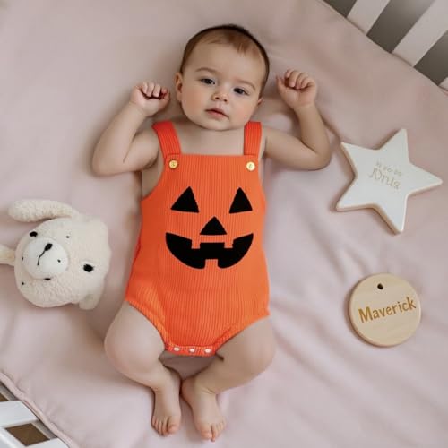 My First Halloween Baby Boy Girl Outfit Newborn Sleeveless Pumpkin Romper Onesie Cute Infant Halloween Clothes3