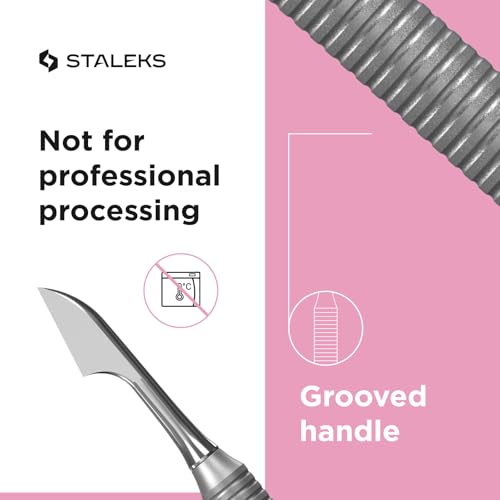 Image of Staleks Beauty & Care Manicure Pusher 30 Type 1 - Dual-Ended Cuticle Pusher and Hatchet-shaped Cleaner - Stainless Steel Tool for Home Use