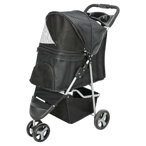 TRIXIE Buggy für Hunde, 47 × 100 × 80 CM, 4,6 kg - extra leicht, schwarz, bis 11 kg belastbar - 28958