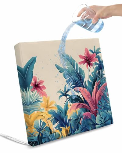 2 Pack Summer Tropical Leaves Waterproof Cushion Covers with Ties, Outdoor Patio Chaise Lounge Chair Seat Cushion Slip Covers Replacement(Only Cover) Farmhouse Botanical Plants 24