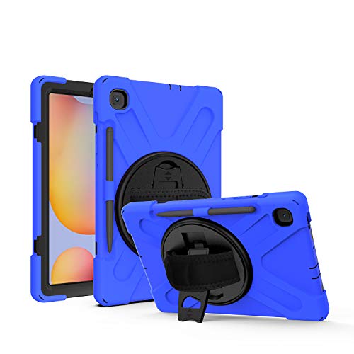 Kiq Shield Series Galaxy S6 Lite Case Heavy Duty Tablet Shockproof Rugged Tab S6 Lite Cover W/Stand Shoulder Strap For Samsung Galaxy Tab S6 Lite 10.4 Inch 2022/2020 P610/P613/P615/P619 - Dark Blue #TOP5