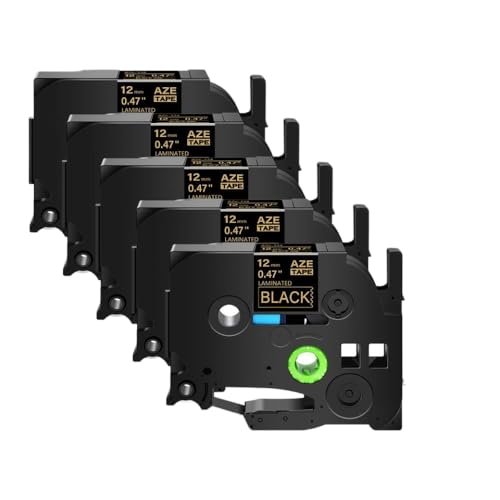 10pcs 12mmxe[vTZ TZE-231 TZE-241 PT-H110xv^[5PC̃~l[ge[vIvV(5PK Gold on Black)