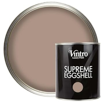 Vintro Paint | Light Brown Eggshell Paint | for Walls | Wood | Trim | Satin Furniture Paint | Interior & Exterior Use. 1 Litre (Cafe au Lait - Light Brown)