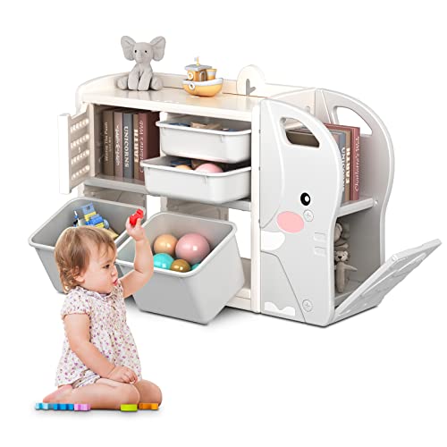 Dripex Kinderregal, Spielzeugregal mit 2 Aufbewahrungsboxen Bücherregal,...