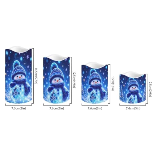 Image of Snowman LED Flameless Candles Set of 4
