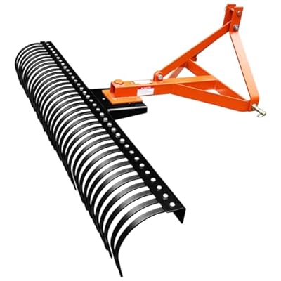 PeakPursuit 6 FT Landscape Rake for Tractors,3 Point Rock Rake with 360 Degree Rotation Tow-Behind Garden Tool,Fits Cat 1,Cat 2,37 Tines