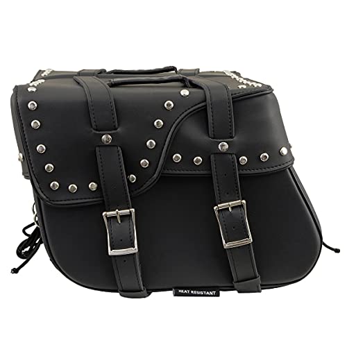 Image of Milwaukee Leather Studded Throw-Over Motorcycle Saddlebags - Synthetic Leather - Universal Fit - Zip-Off - Large