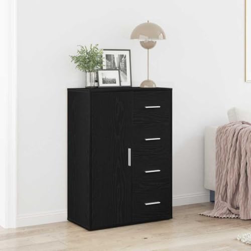 Aparador de roble negro de 60x31x84 cm con cajones y puerta para el salón 2