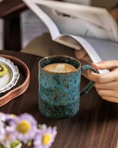 Taza de cerámica extra grande 25 oz con tapa azul miniatura 6