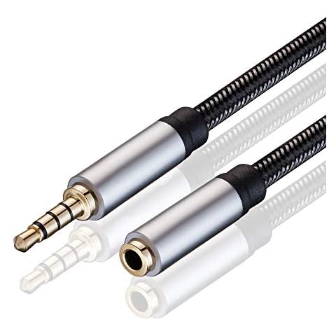 Audio Mic Extension Cable 1M,3.5mm Aux Headphone Extender 4-Pole Jack Plug Extension Lead Stereo Male to Female Braided Cord for Headset,TV,Laptop,Phone,Switch Lite,Car,PS4,Xbox and more(1M/3Ft) Cover
