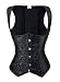 Charmian Women's Spiral Steel Boned Gothic Vintage Brocade Waist Training Cincher Underbust Corset Vest Black Large