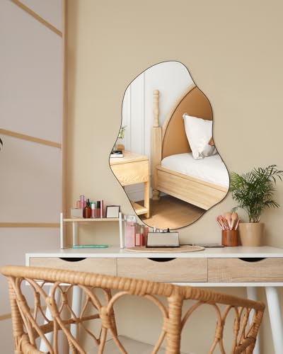Rahmenloses Badezimmerspiegel, 70x50 cm Unregelmäßiger Wandspiegel für Wohnzimmer Schlafzimmer Eingangsbereich Dekoration – Bild 4
