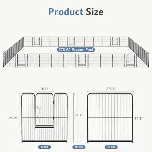 Image of DUMOS Dog Playpen 32 Inch 48 Panels Indoor Outdoor Metal Pet Fence