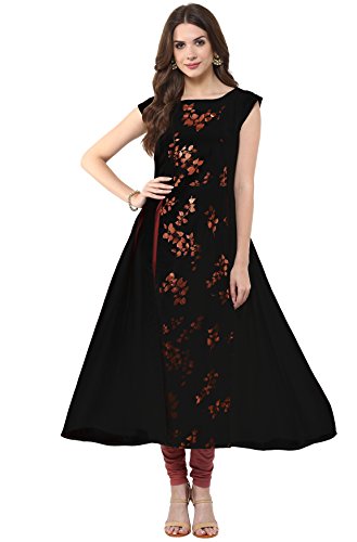 Image of Janasya Women's Crepe Frontslit Kurta