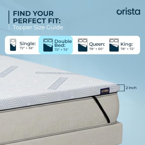 Image of Orista CoolTech Mattress Topper - Self-Cooling Fabric Technology, Up to 4C Cooler Than Regular Fabric | Plush Comfort & Pressure Relief | Breathable Airflow Design | Secure Fit Elastic Straps
