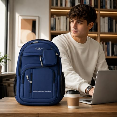 Image of MBW Korean Style Water Resistant 35L Laptop Backpack for Men & Women | Polyester Multi Compartments Bag with Side Pockets & Accessory Pouch | Travel Backpack for Office, College and School