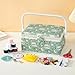 FOPUGT Sewing Basket - Sewing Box for Sewing Supplies, Sewing Organizer Box Sewing Kit Storage Christmas Gift for Sewing Enthusiast (Cyan)