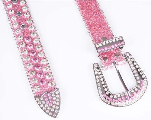 Women Western Rhinestone Studded Leather Belt Unisex Bling Cowgirl Cowboy Waist Belt for Jeans Pants Dresses3