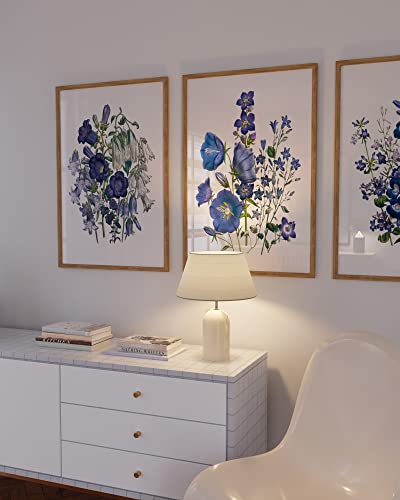 Art mural fleurs aquarelle de qualité supérieure triptyque de posters bleus