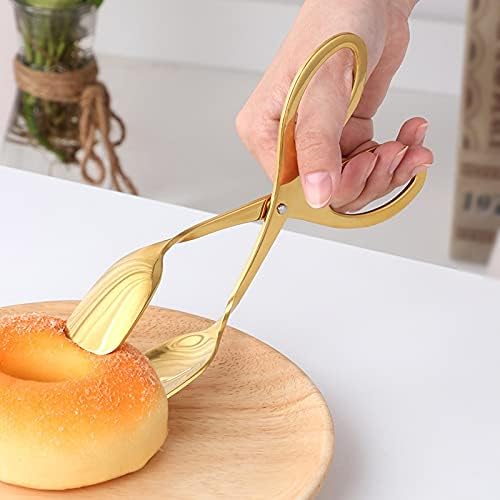Cooking Tongs 1pc Food Tongs Stainless Steel Bread Clips Barbecue Buffet Salad Tongs Kitchenware Cooking Food Egg Server Pastry Tongs(B)