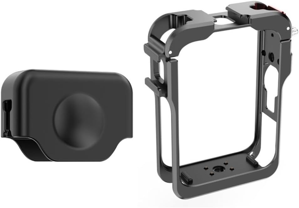 Für DJI Osmo360 Kaninchenkäfig aus Metall, Aluminiumlegierung, Schutzgehäuse mit Silikon-Objektivabdeckung, grau, 9,5 x 8,4 x 2,3 cm, leichter tragbarer Kameraschutz für Pano