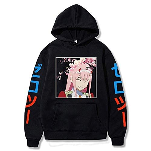 Anime Franxx in The Darling Zero Two Printed Cotton Comfortable Hoodie Hooded Sweatshirt Pullover Hoodie Tops