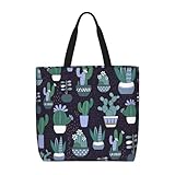 FBGHHTY Sac fourre-tout léger et confortable avec imprimé cactus et plantes succulentes,...