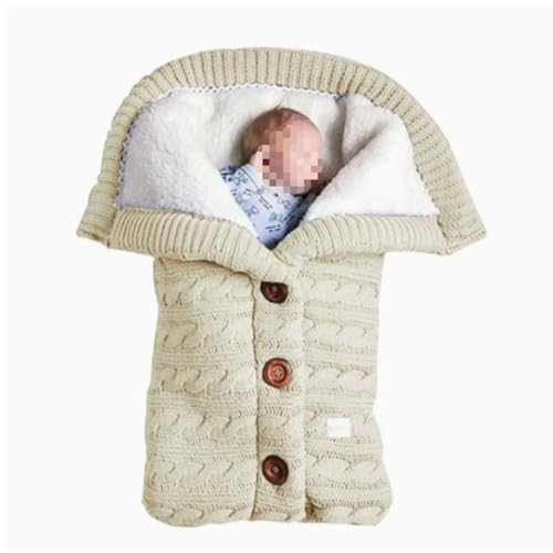 Geyaziu 冬 新生児 ベビーおくるみ ベビー寝袋 ニットとウール製 手作り キット ブランケット ベビーニット寝袋 赤ちゃん布団 ソフト 暖かい 出産祝い 記念撮影 ベビー キッズ 男の子 女の子 (ベージュ)