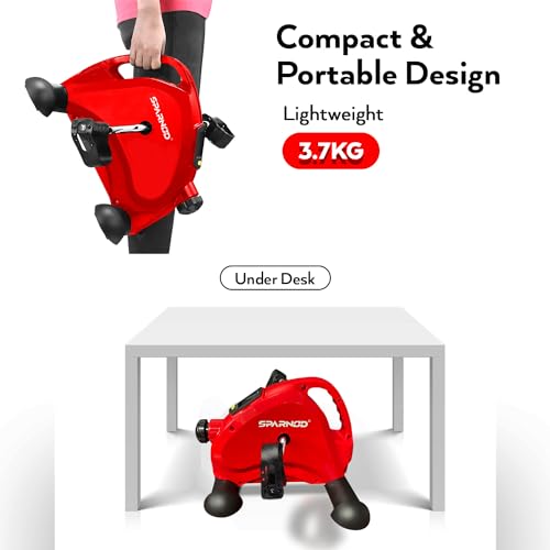 Image of Sparnod Fitness SMB-300 Mini Bike Your Workout Solution for Arms & Feet for Home and Office: Portable Under Desk Pedal Exerciser with Adjustable Resistance & LCD Monitor
