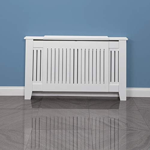 Radiator Cover Wall Cabinet Adjustable MDF Wood White Vertical Style Modern