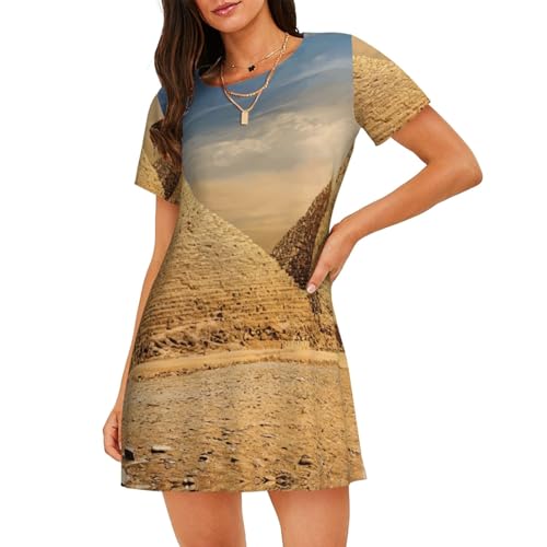 Chemise de nuit manches courtes femme anti transpiration motif Égypte