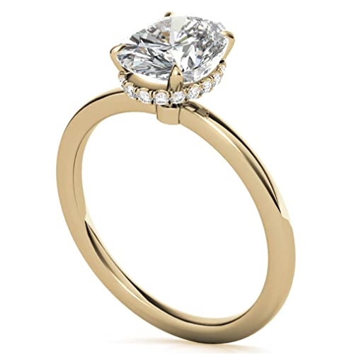 Moissanite Solitaire Engagement Ring Set 2 Ct Oval Cut Moissanite Diamond Bridal Wedding Ring Set For Women Handmade Anniversary Propose Gifts Her, Vvs1 Colorless, 925 Silver, 10K 14K 18K Solid Gold (925 Silver (Yellow Gold Plated)) #TOP3